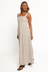 Jenni Maxi Dress - White Polka Dot