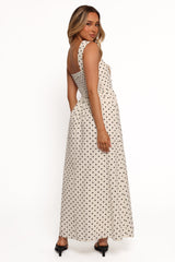 Jenni Maxi Dress - White Polka Dot