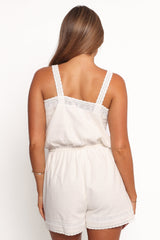 Joanina Lace Trim Romper - White