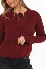 Jones Rosette Cardigan - Burgundy