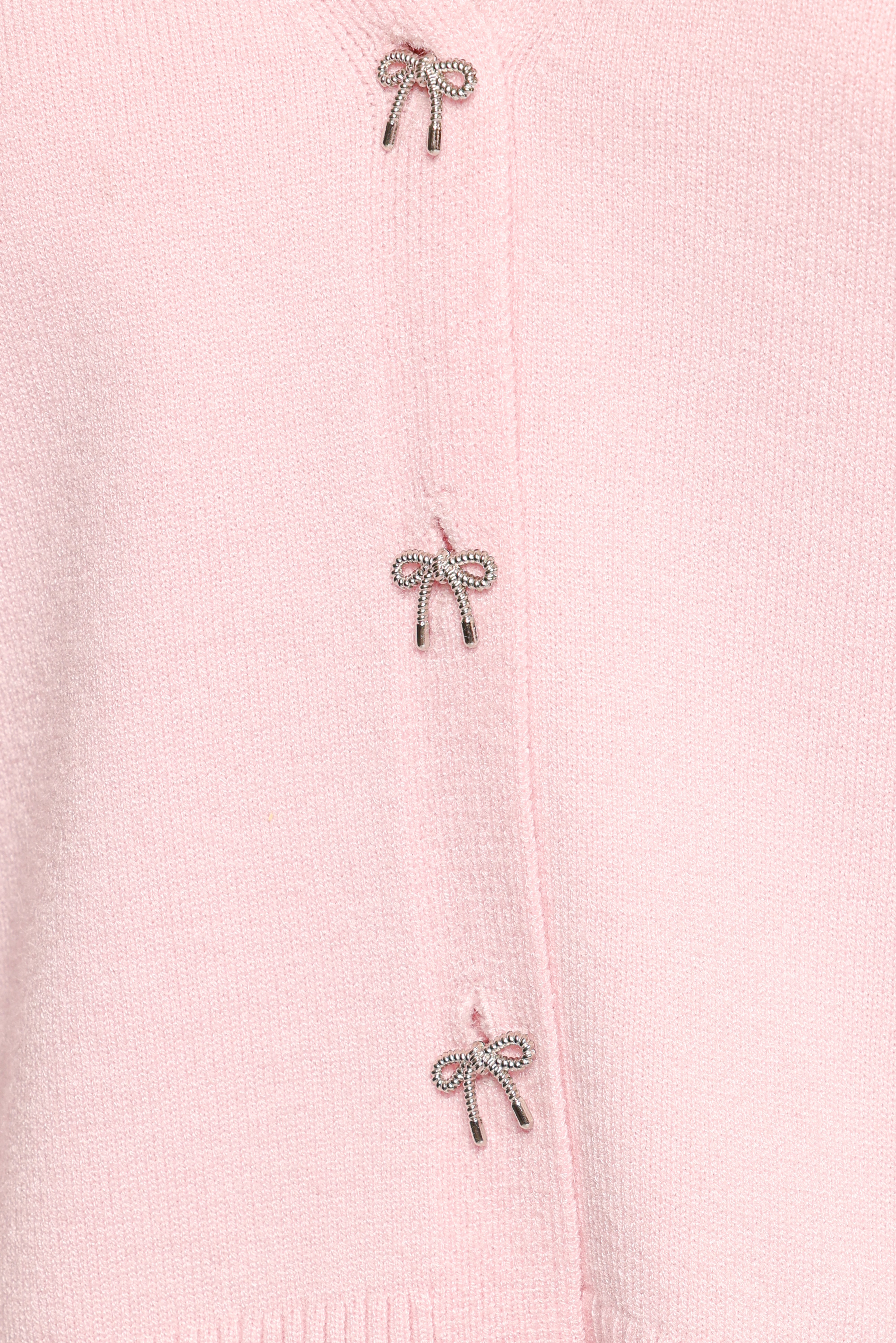 Josey Bow Button Cardigan - Light Pink