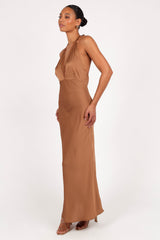 Kalina Halterneck Maxi Dress - Bronze
