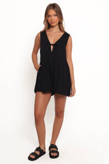 Kallie Tie Front Romper - Black
