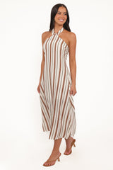 Katherine Midi Dress - Brown Stripe