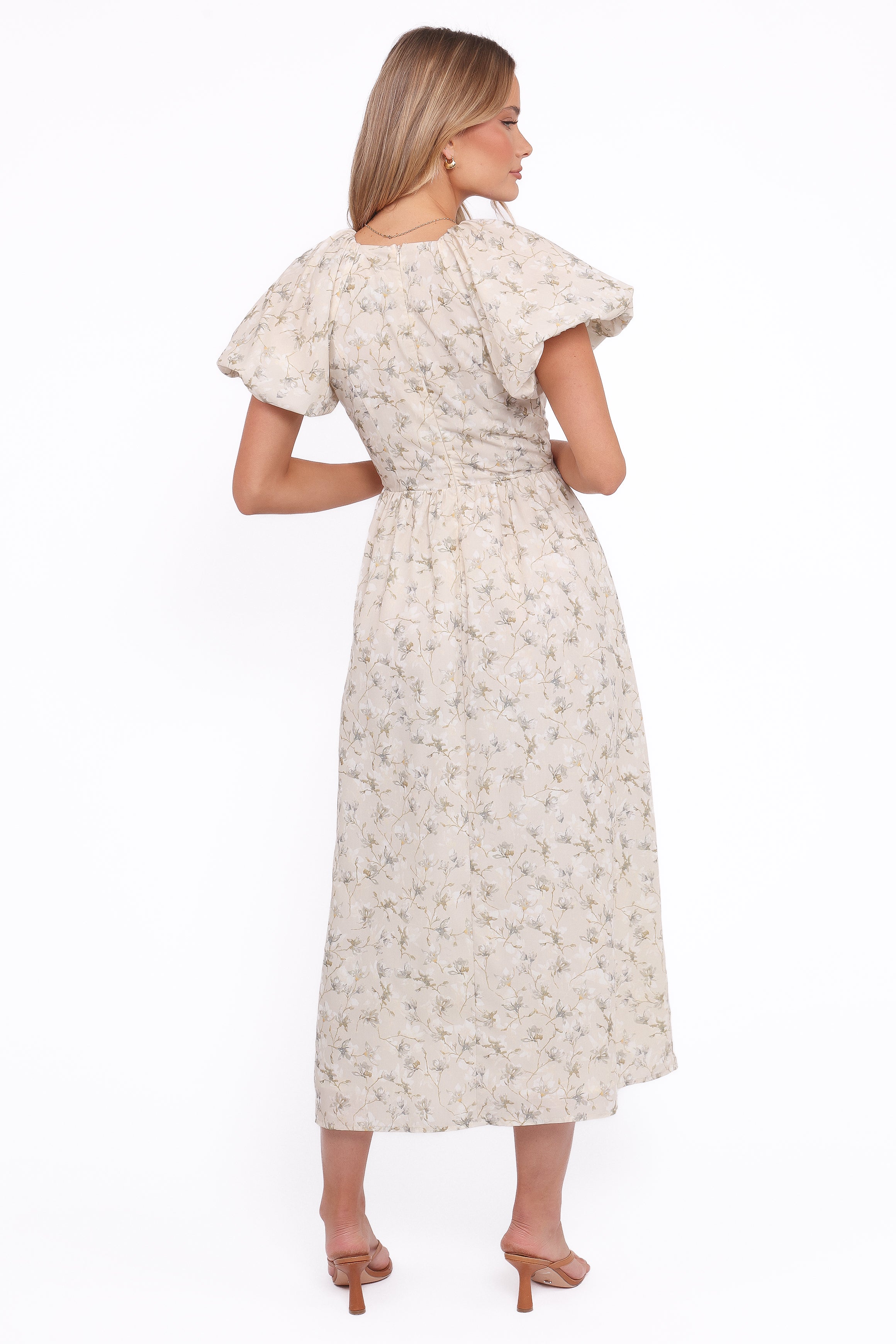 Kathleen Maxi Dress - Light Beige/Green Floral