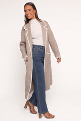 Katia Contrast Trim Coatigan - Beige
