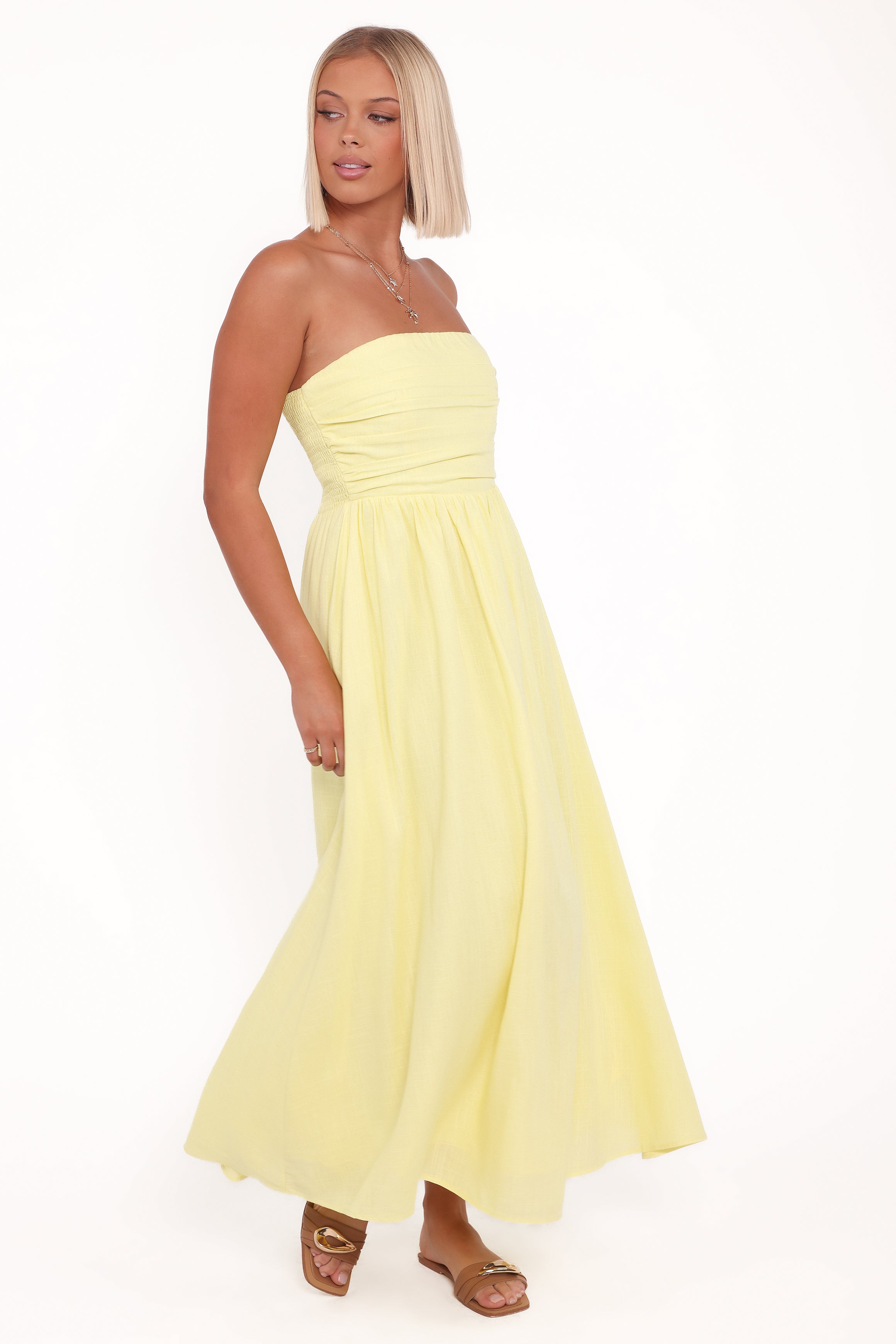 Kayt Strapless Dress - Butter Yellow