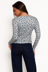 Keanu Long Sleeve Top - Blue Floral