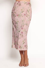 Kenna Satin Midi Skirt - Blush Rose