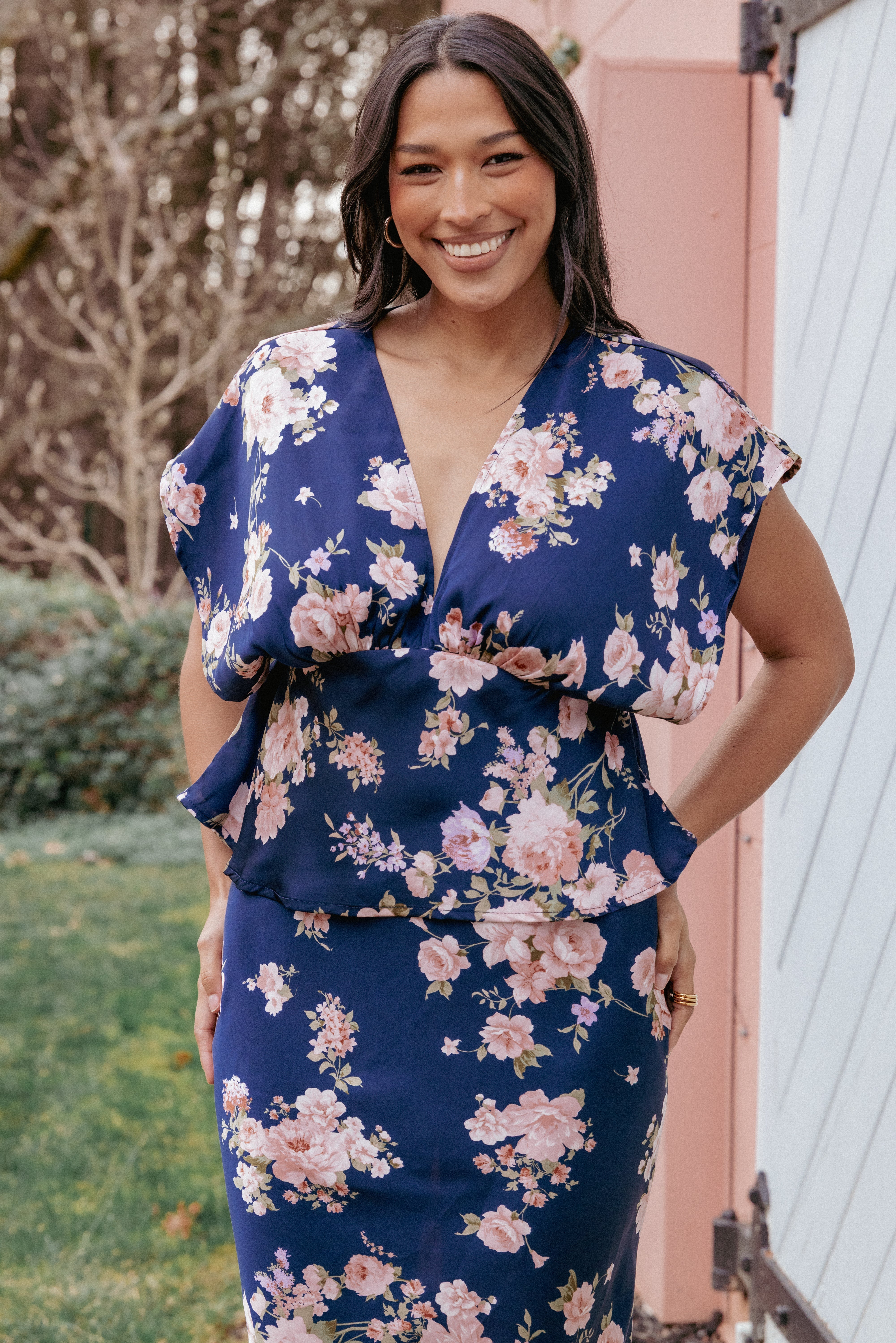 Ricki Top - Navy Floral
