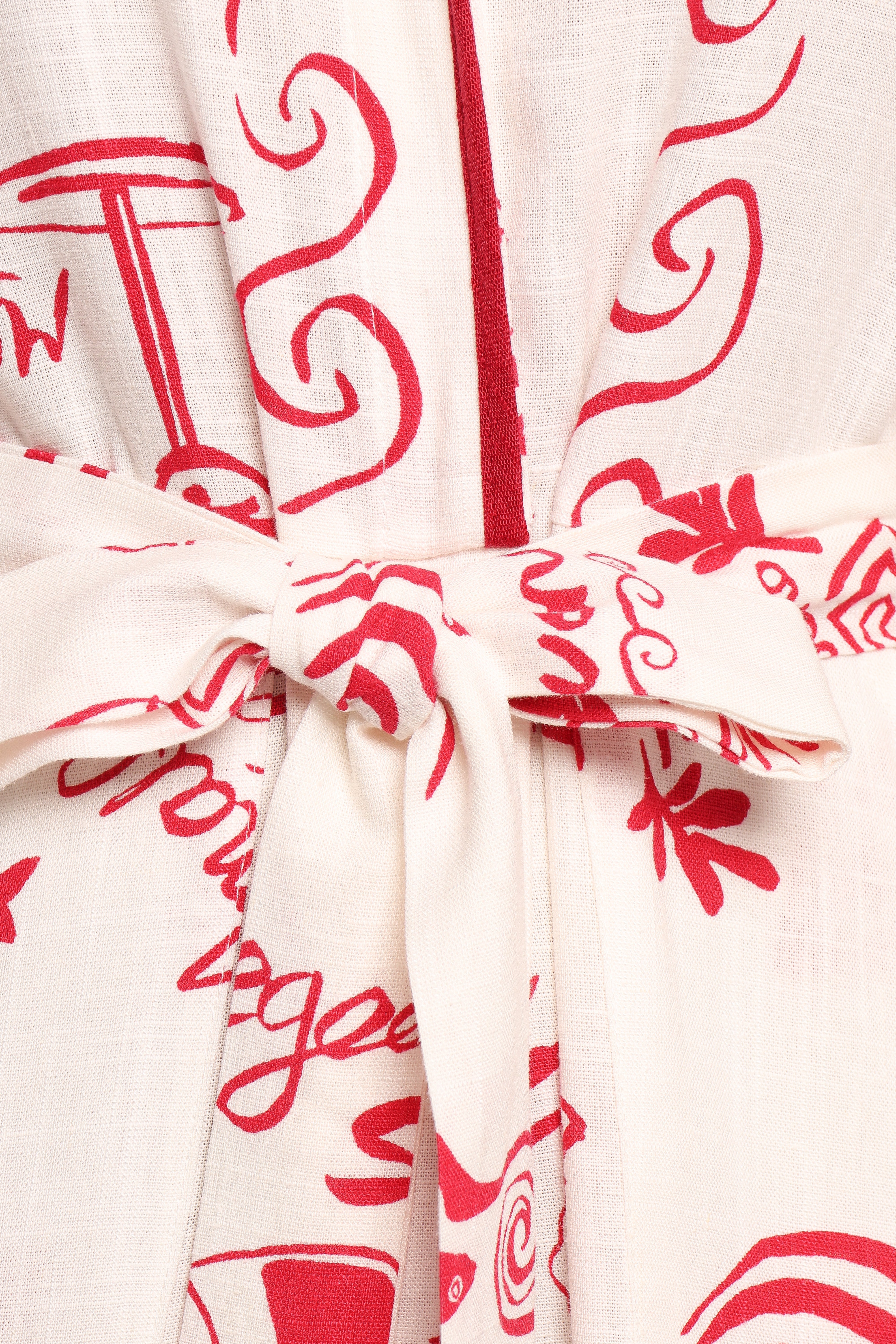 Kensie Tie Waist Romper - Red