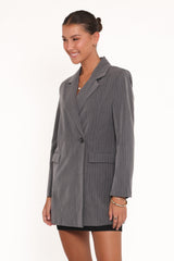 Kerryn Blazer - Grey Pinstripe