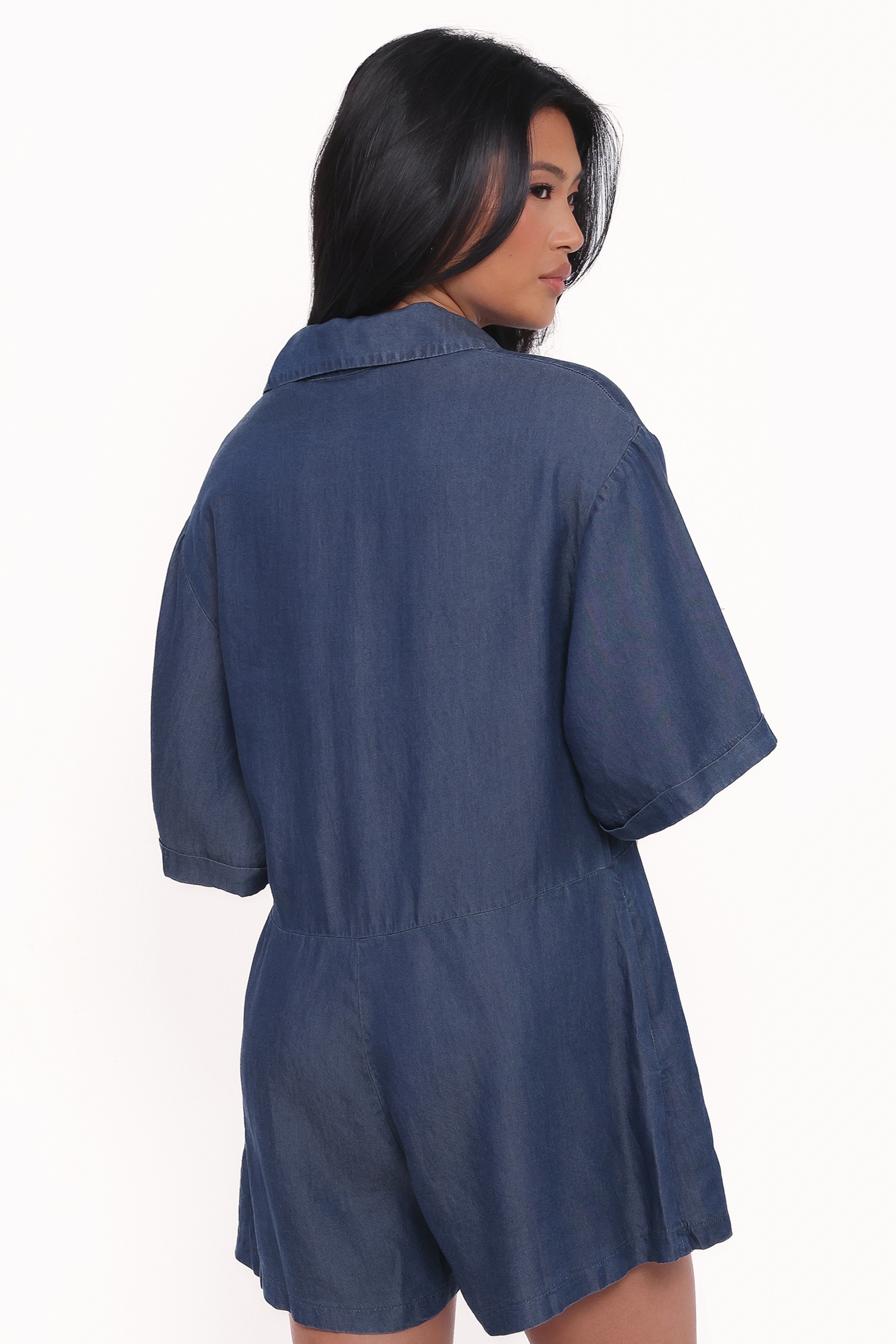 Kiya Denim Romper - Dark Denim