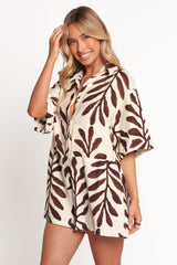 Kiya Drop Waist Playsuit - Brown Palm