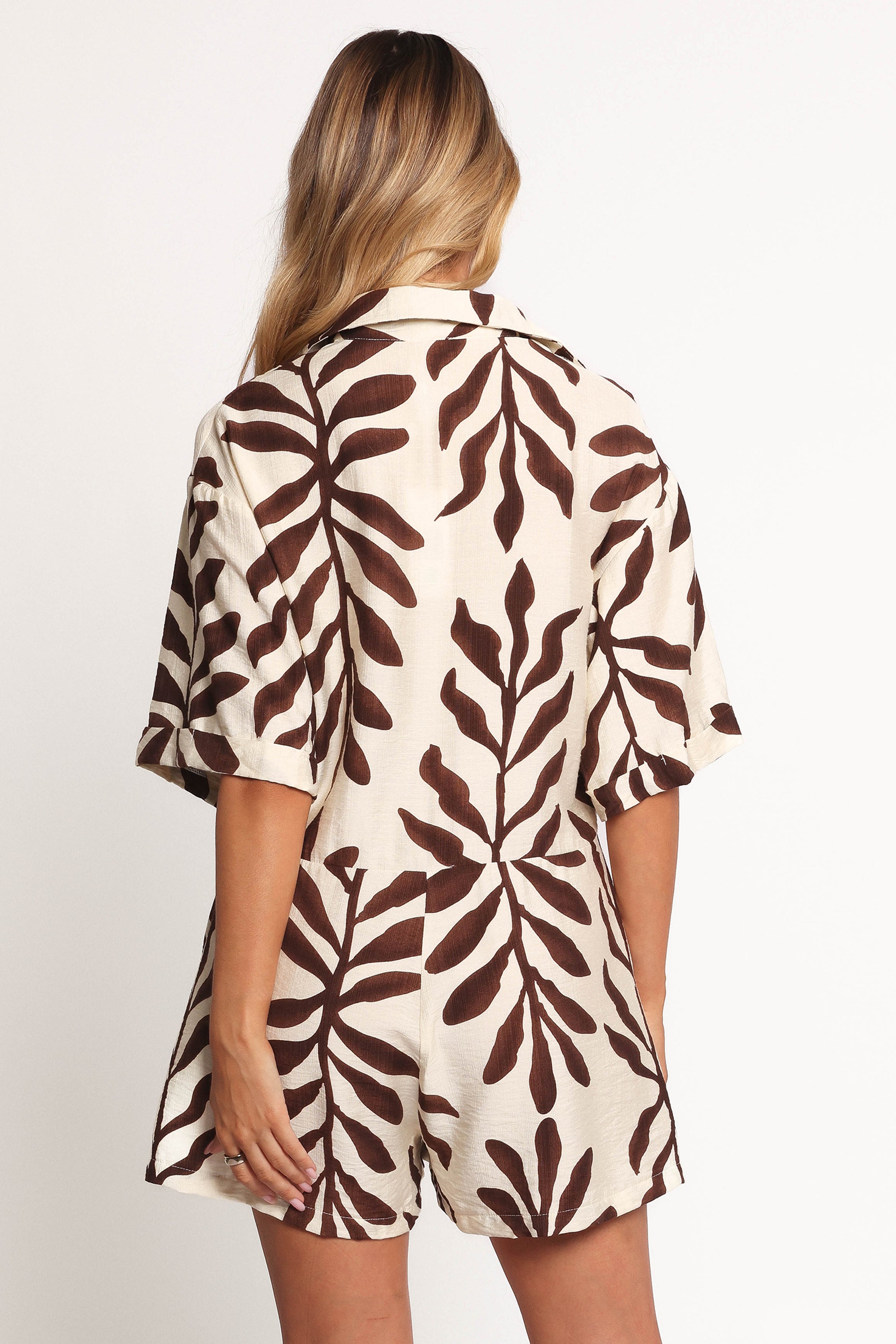 Kiya Drop Waist Playsuit - Brown Palm