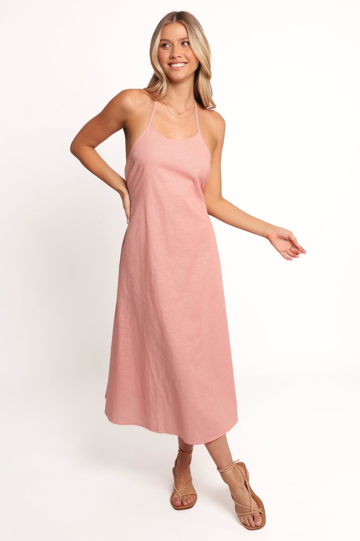 Nadine Halterneck Midi Dress - Pink