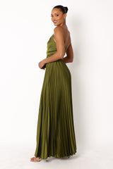 Naira Pleated Maxi Dress - Palm Green