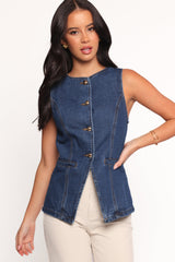 Nessa Denim Vest - Blue