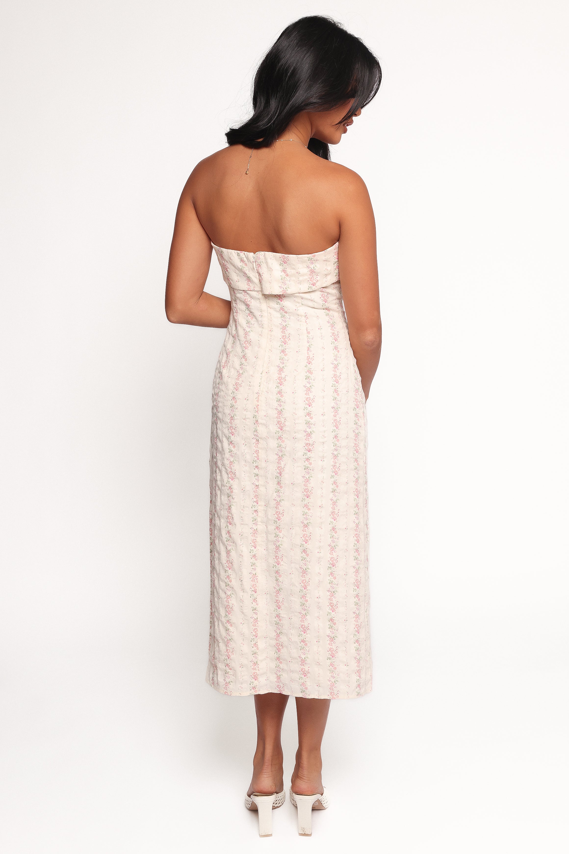 Norma Strapless Midi Dress - Pink Floral