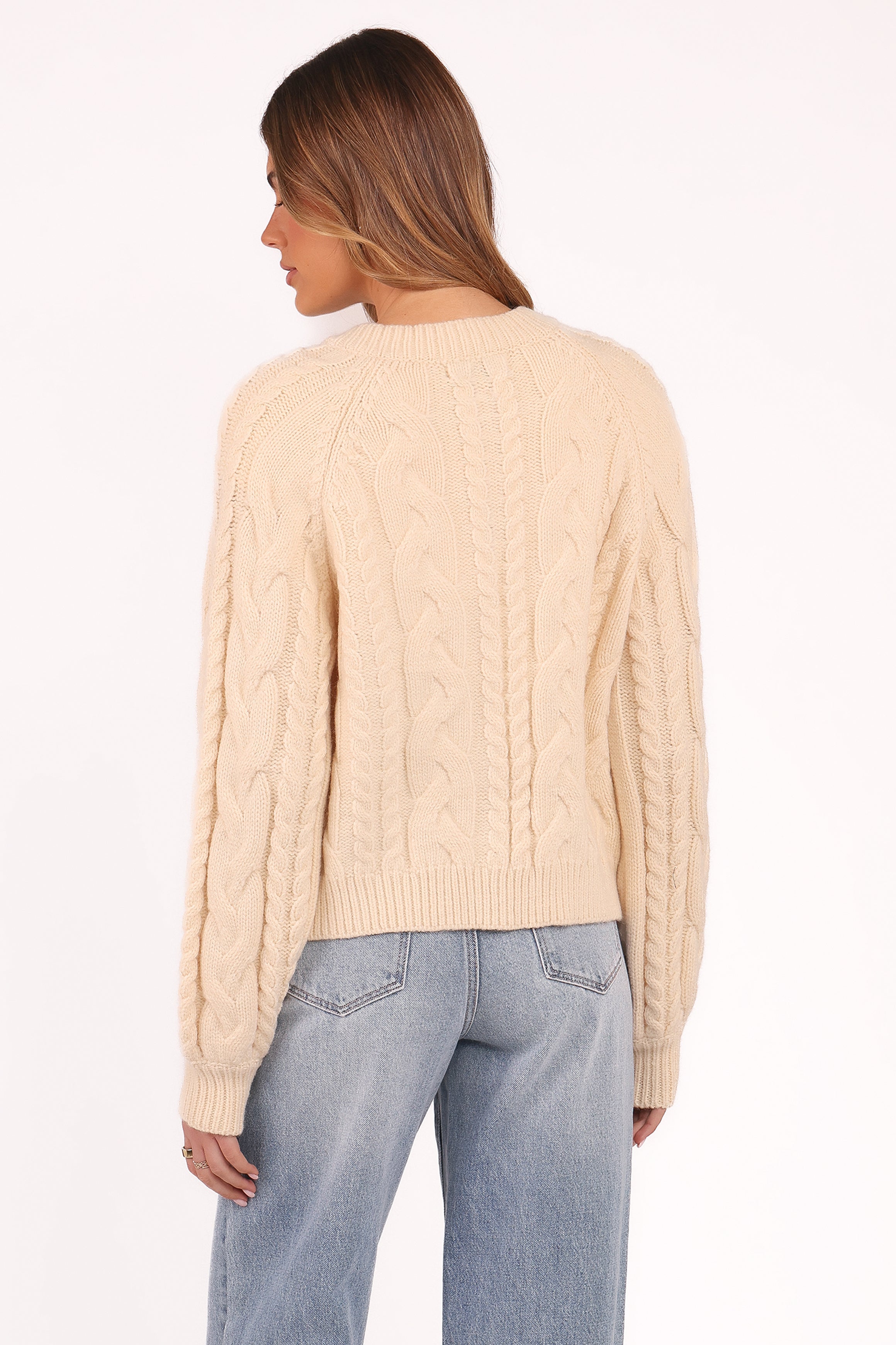 Nika Cable Knit Cardigan - Taupe