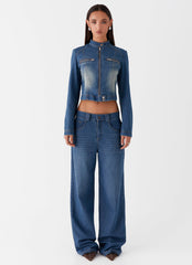 Ride Elegant Baggy Jeans - Vintage Blue Wash