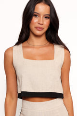 Phoebe Top - Oatmeal Black