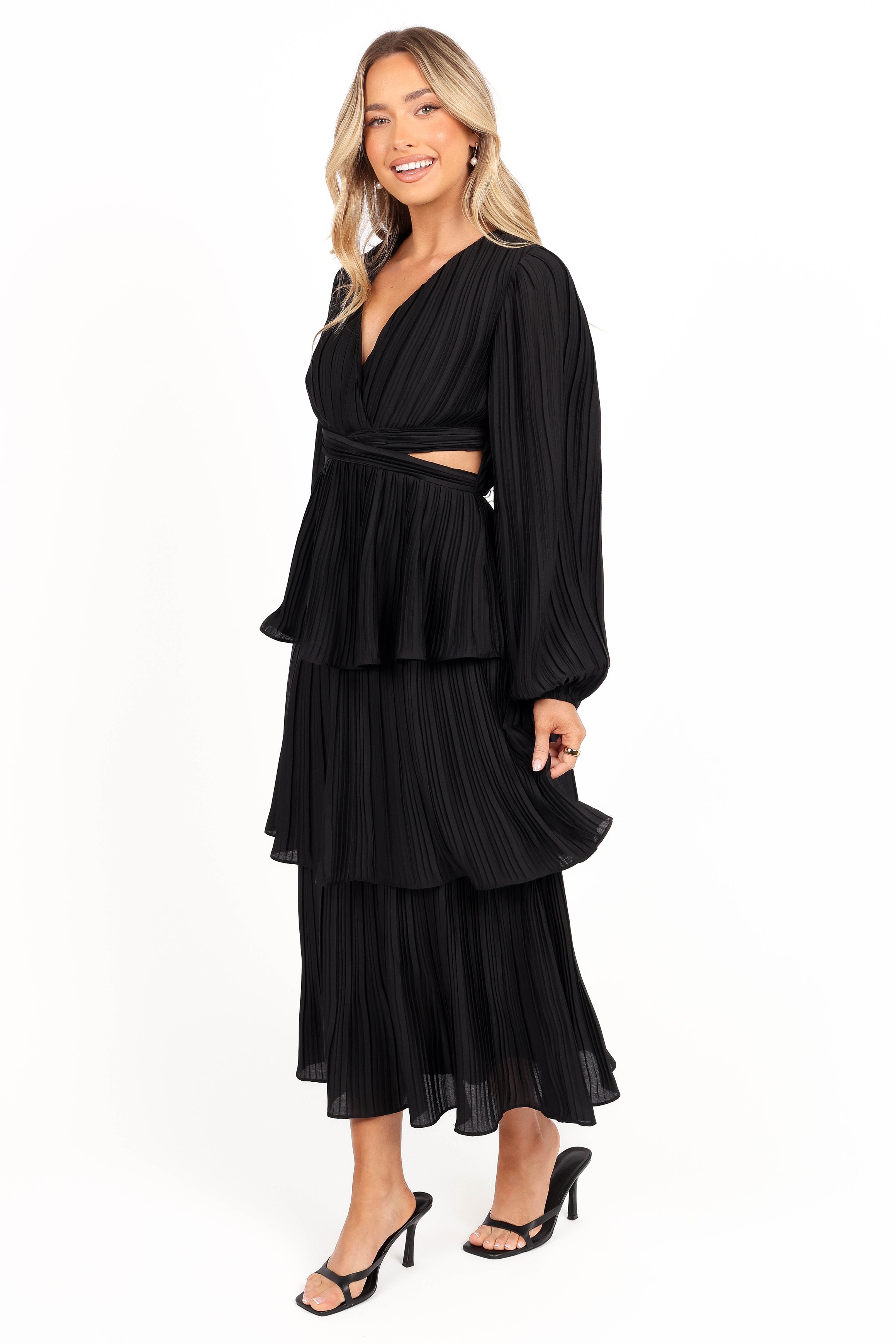 PIppa Long SLeeve Midi Dress - Black