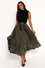 Polina Pleated Maxi Skirt - Olive