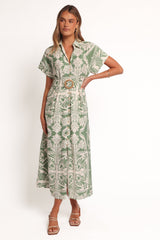 Preston Midi Dress - Green Floral