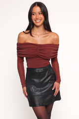 Raya Off Shoulder Top - Merlot
