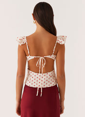 Regan Ruffle Top - Red Polka Dot