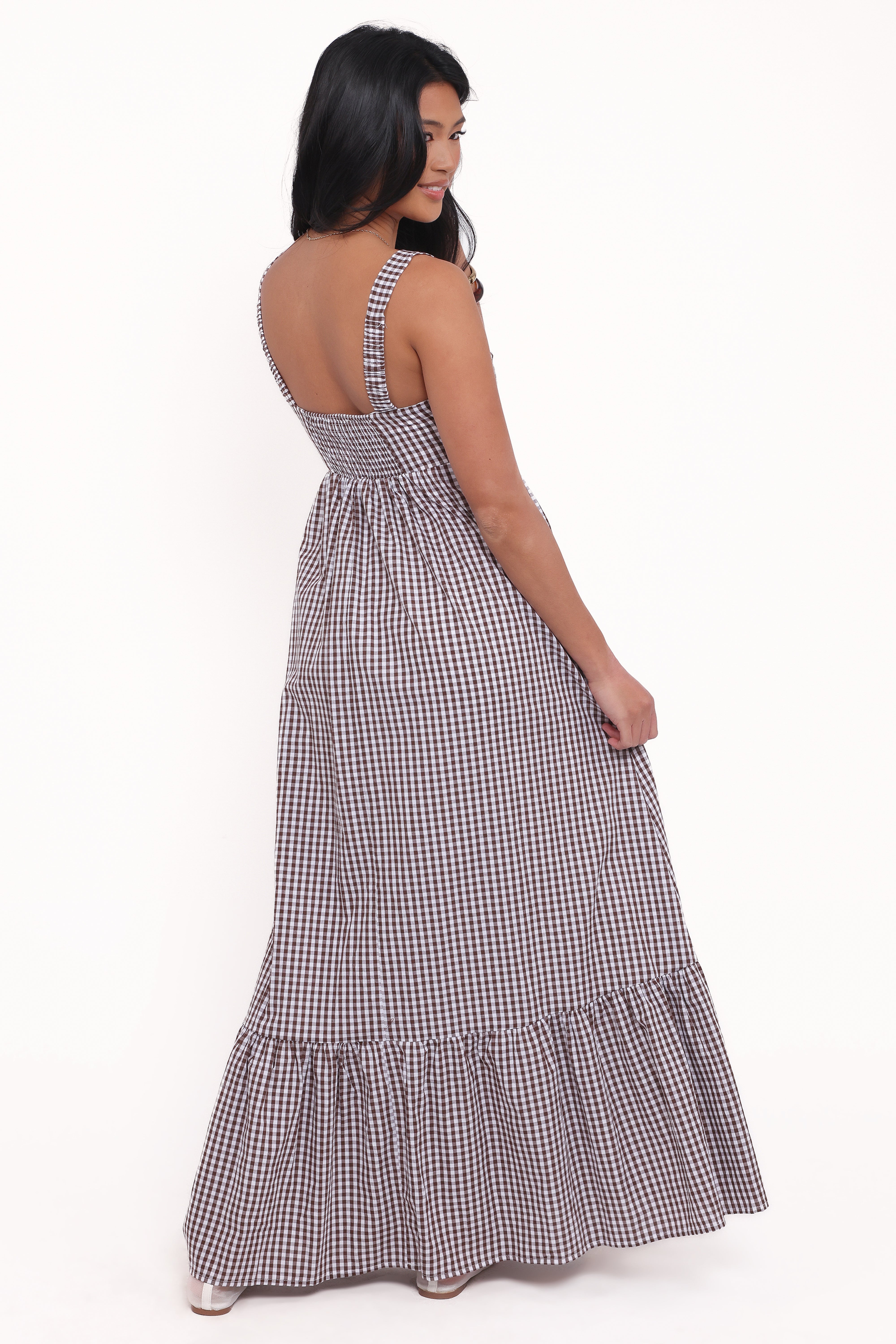 Reid Maxi Dress - Brown Gingham