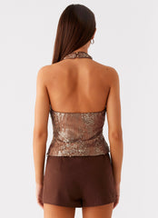 Reyce Sequin Top - Tan