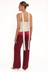 Carissa Satin Pants - Berry