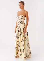 Rhea Ruched Maxi Dress - Buttercream Bliss