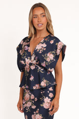 Ricki Top - Navy Floral