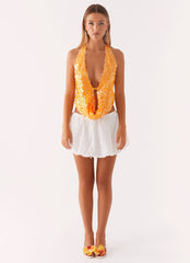Rio Dreams Cowl Neck Halter Top - Orange