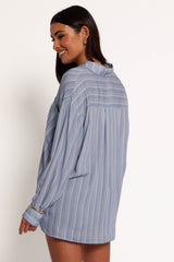 Rixo Button Down Top - Blue Stripe