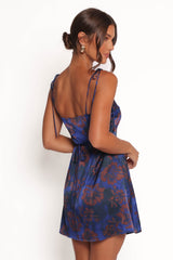 Rockwell Mini Dress - Blue/Brown Floral