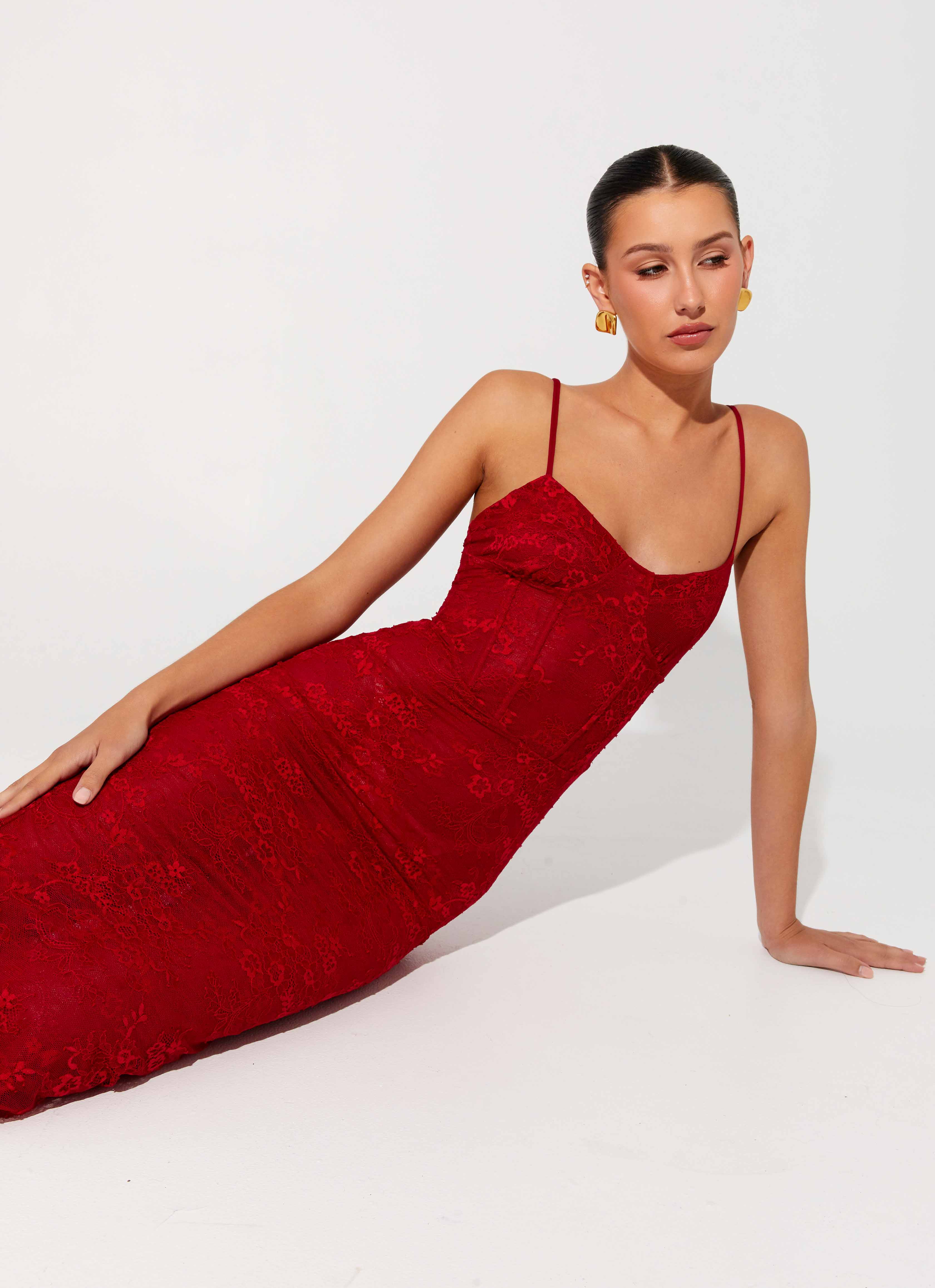 Rosa Corset Maxi Dress - Red