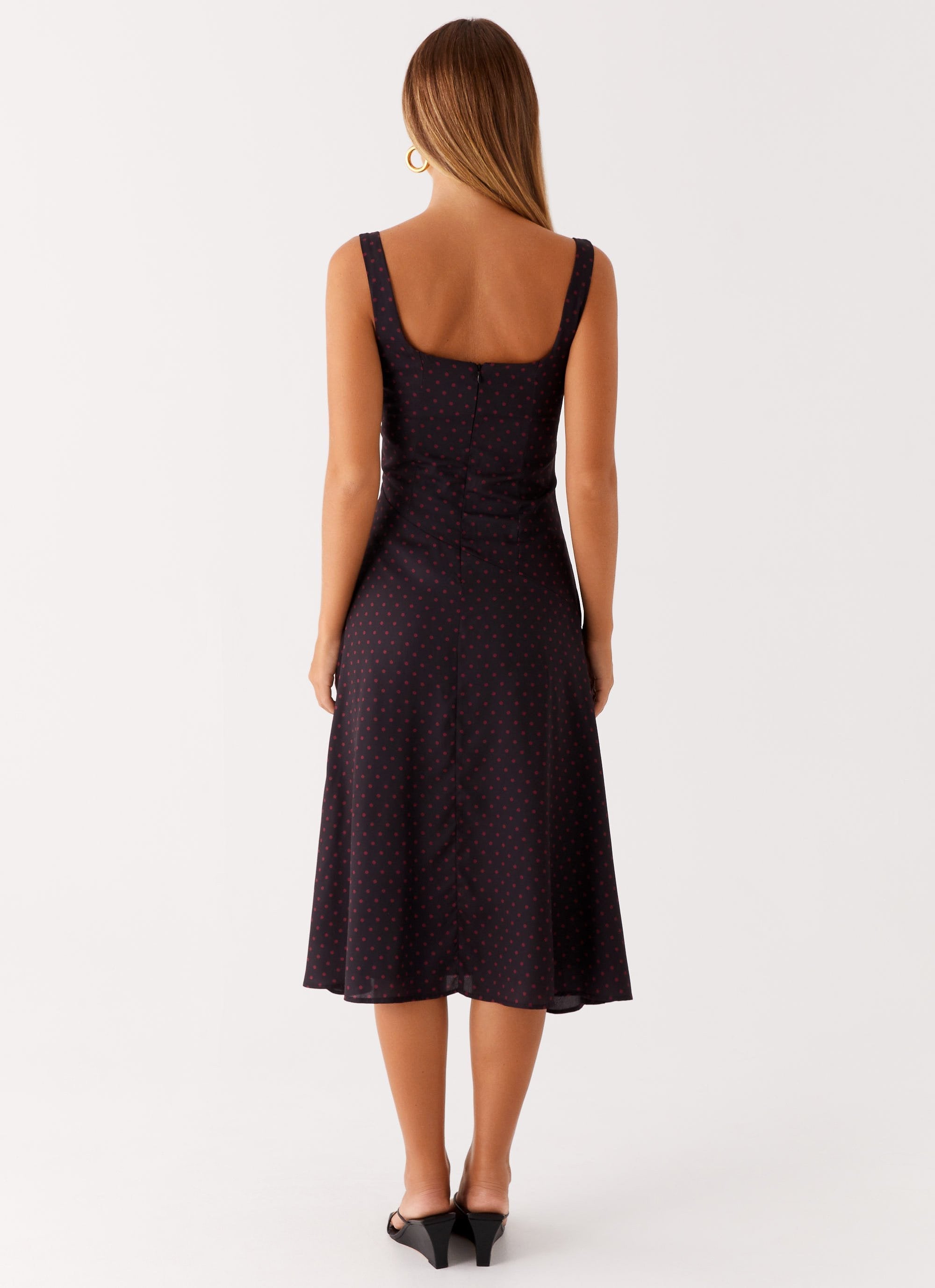 Rowyn Midi Dress - Black Polka Dot