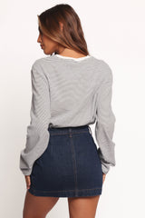 Ruva Long Sleeve Tee - Navy White Stripe