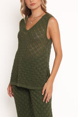 Sable Textured Knit Top - Olive