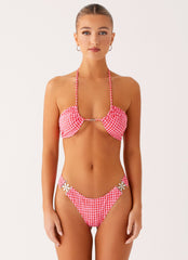 Saint Lucia Bikini Top - Pink Check
