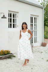 Salli Midi Dress - White/Red