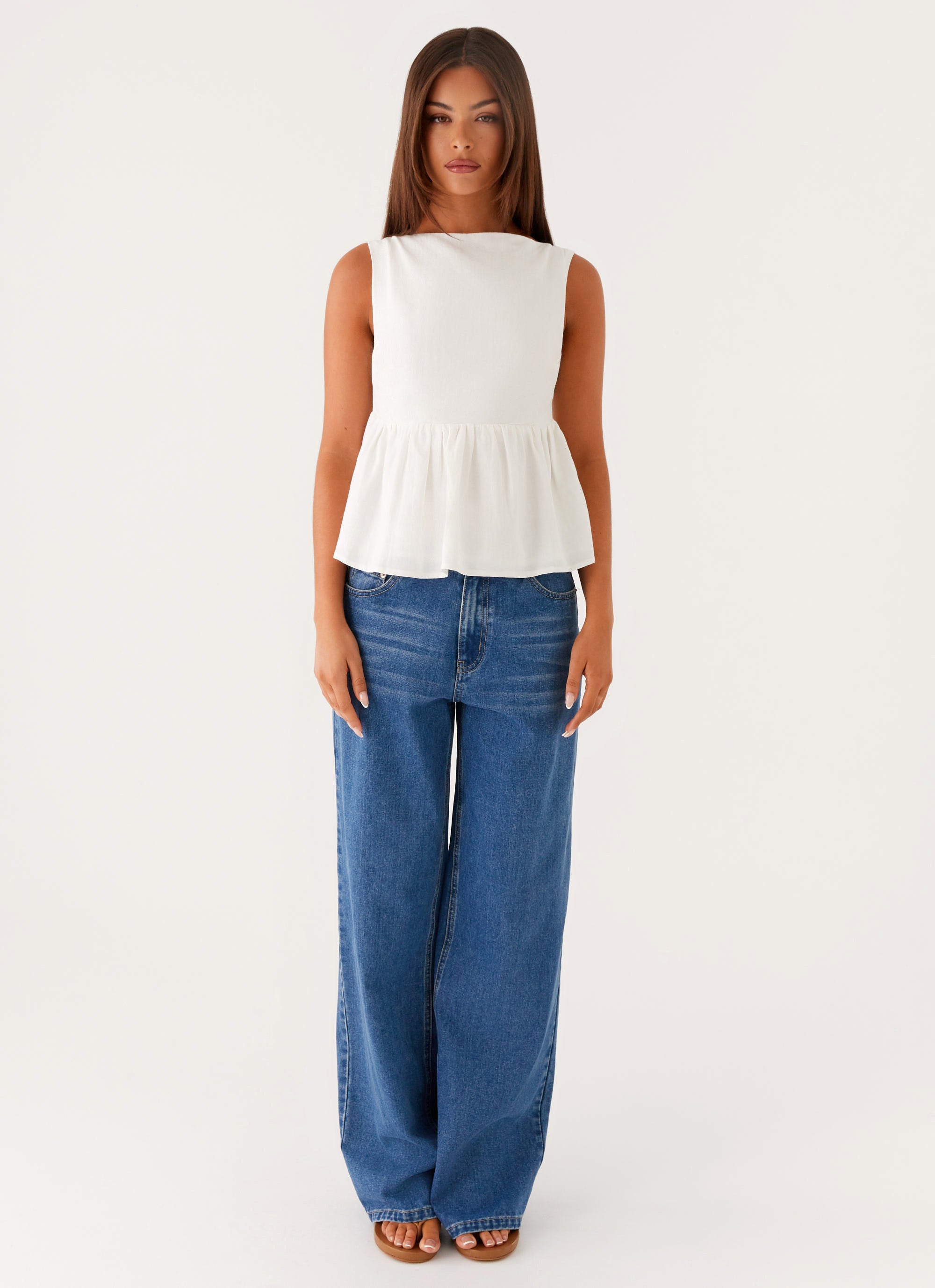Sallie Linen Top - White