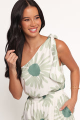 Sally Romper - Green Floral