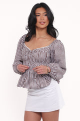 Saphia Top - Brown Gingham
