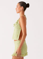 Savoir Beaded Halter Top - Mint