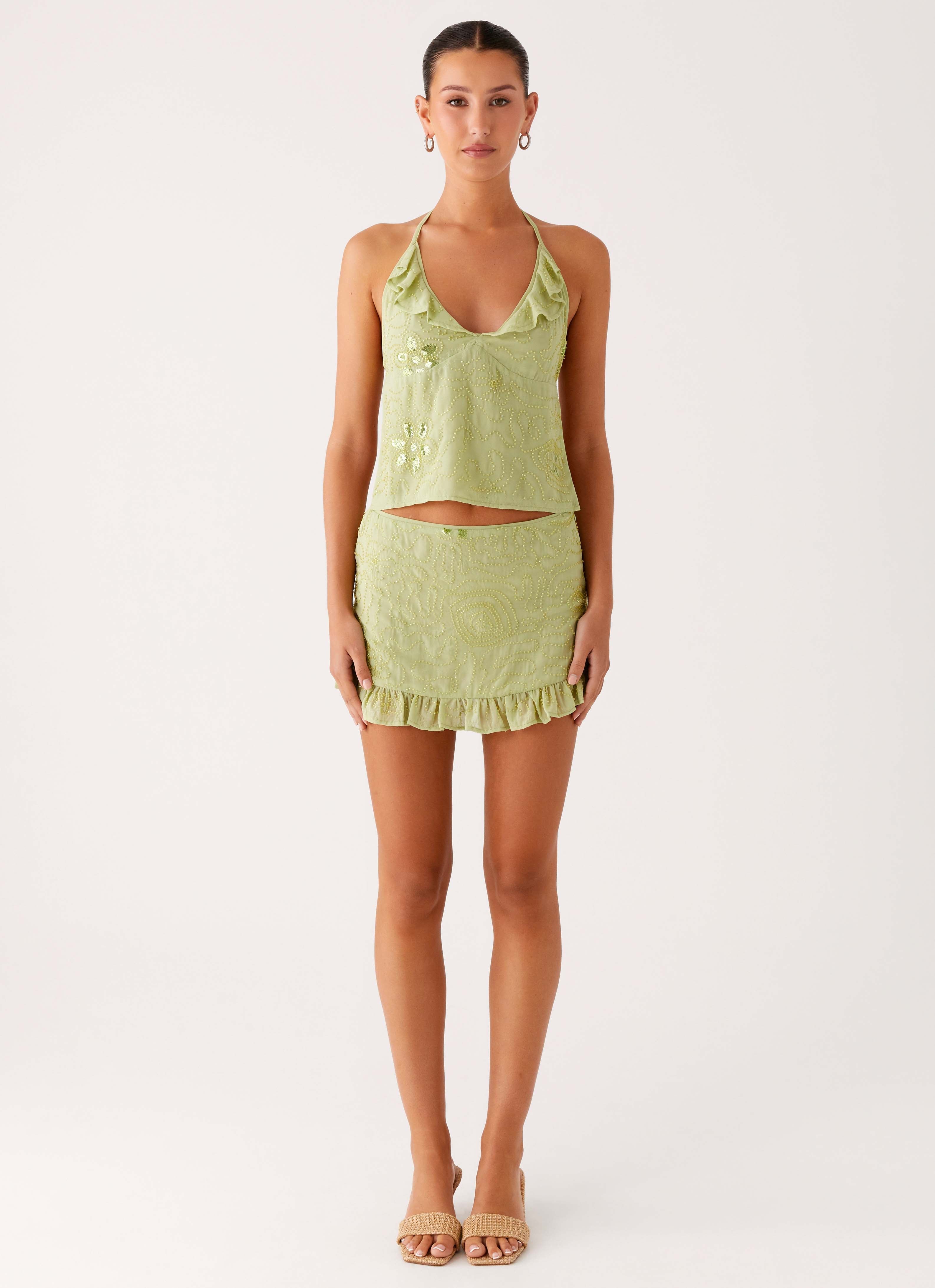 Savoir Beaded Mini Skirt - Mint